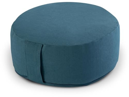 Amago home Yogakissen Bodenkissen rund H 14xø31 cm mit Buchweizenschalen Meditationskissen Sportkissen Farbe türkis - Jungle