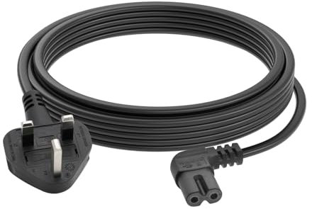 FIRMERST 5 Metre UK Right Angle Power Cable for Xbox IEC320 C7 to BS 1363,Black