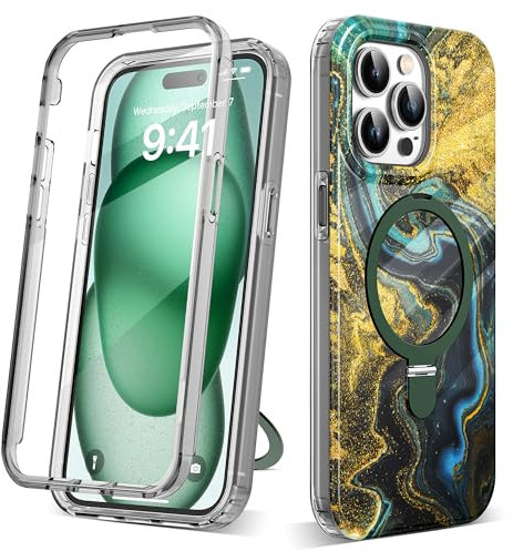 SureArmor for iPhone 13 Pro Max Case with Built-in Touch Sensitive Anti-Scratch Screen Protector & Ring Stand Full Body Rugged Military Drop Proof Phone Cases Compatible with Magsafe Slim,Quicksand
