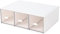 MILULUGO Plastic 3 Drawer Organizer for Cosmetic Storage, Desk Organizer, Makeup Organizer for nail polish, Lipstick, Brushes, Jewelry, Skincare, Bathroom Organization Boxes - White