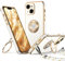 XYZ für iPhone 13 Hülle mit Band, Herz Doppelring Ständer HandyHülle Handykette Frauen Mädchen Dünn Stoßfeste Anti-Kratzt SchutzHülle für iPhone 13 Case, Weiß