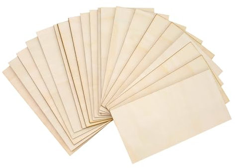 VGOL 20pcs Feuilles de Bois Peuplier Rectangle Planche de Bois Vierge Bricolage Planche de Bois Faite à la Main pour Modèles d'avion Sous-verres Artisanat en Bois Puzzles de Sculptures