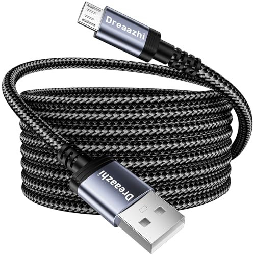 Dreaazhi Langes Micro USB Kabel 3M,Android Ladekabel, Micro Ladekabel geflochten Kompatibel mit PS4 Controller,Samsung Galaxy J7,S7,S6,Kindle Fire,Fire HD Tablet,HTC,LG,Motorola etc