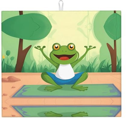 HYTTER Niedlicher lustiger Frosch, Yoga-Bild, Küche, Arbeitsplatte, saugfähig, wasserabsorbierend, hängend, 45,7 x 40,6 cm