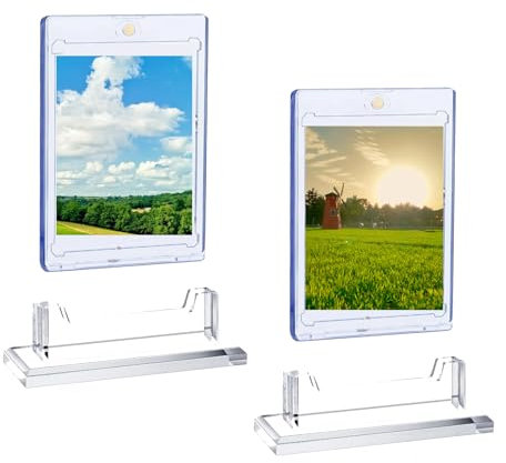 2 Stück 35PT Magnetic Card Holder Clear Stands, Magnetischer Kartenhalter, Transparent Karten Halter,UV-Schutz Kartenhüllen Schutzhüllen für Sammel-Karten, Magic, Sportkarten, Baseball, Fußball