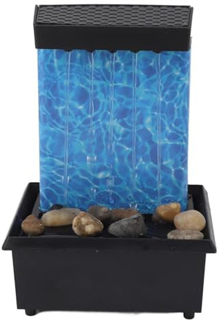 Uadme Wasserbrunnen, Flussfelsen für den Innenbereich, LED-Leuchten, Beleuchteter Wasserfall, Tischbrunnen für Büro, Heimdekoration, USB-Kabel, 5 V