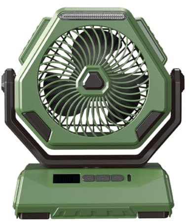 Evzvwruak Outdoor Camping Fan 6000MAh Rechargeable Ceiling Oscillating Fan Portable Air Conditioner Air Cooler with Lighting Easy Install Easy to Use -B