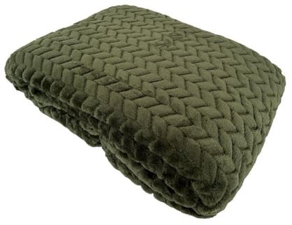 HomeRelax&Style Kuscheldecke Jacquard | Flanell Wohndecke | Super weich und wärmend | 200x180cm | in Olivgrün