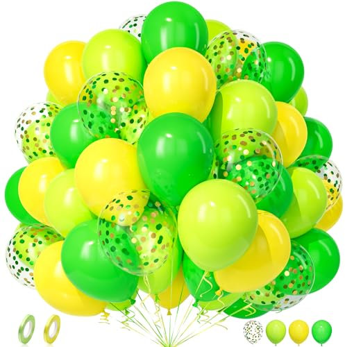 Unisun Palloncino Verde Giallo, 50Pezzi Verdi Frutta Giallo Coriandoli Palloncini Ragazzi Ragazze Donne Uomini Bambini Baby Shower Compleanno Matrimonio Anniversario Fidanzamento Addio Celibato Deco