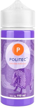 Politec - Pintura Acrílica de Calidad Profesional, Impermeable, Resistente a la Luz, para Lienzos, Tela, Madera, Cristal, Piedras, Pintura textil, Pintura para Lienzo. (Lavanda #346)