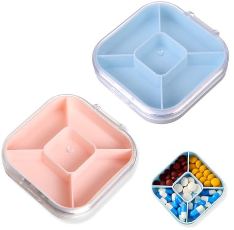 GXGM Tablettenbox, Pillenbox, Pillendose,Tragbare 5 Tage Pillendose, für Vitamin- und Medikamente Aufbewahrung, 2 Stück