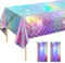 2 Stück Meerjungfrau Tischdecke, Meerjungfrau Party Tischdecke 137 x 274 cm, wasserdichte Meerjungfrau Themen Tischdecke für Geburtstagsfeiern, Familienessen, EIN Picknick Machen (Bunt)