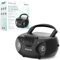 Philco Boombox Lecteur CD portable avec Bluetooth, radio FM, lecteur CD pour la maison, lecteur de cassette, entrée auxiliaire compatible MP3/WMA/CD-R/CD-RW