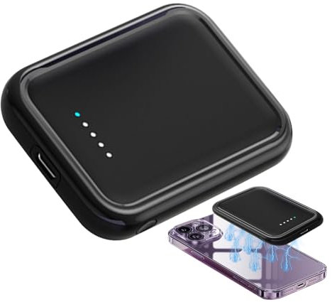 Portable Charger Bank | Magnetic Wireless Power Bank | Charging Power Bank | Portable Wireless Power Bank for Smartphones and Tablets, Sleek Design with Strong Magnetic Attachment