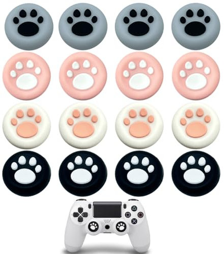 Tapa de Botones de Pulgar, 16 PZS Agarres para el Pulgar, Replacement Joystick Covers, Tapas de Joysticks, Cubierta Protectora de Botones de Silicona de Pata de Gato