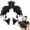 Schwarze Federn Gothic Set, 2 Stück Federn Schwarz Federkragen Damen mit Manschetten, Federkragen Schwarz Elegantes Federhalsband für Halloween, Karneval, Cosplay, Maskerade und Bühnenauftritte