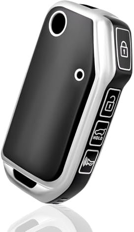 OFF WE GO Autoschlüssel Hülle Schlüssel Hülle Schlüsselhülle Cover für Kia Ceed CD XCeed Sportage R GT MK5 Stinger GT Sorento Picanto Proceed Schlüsselbox Schlüsselcover Schutz Gehäuse, Schwarz Silber