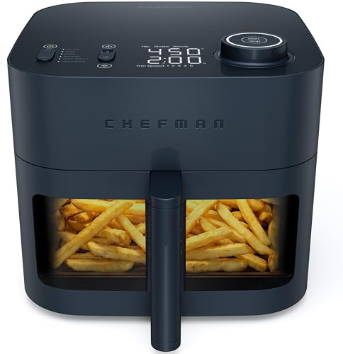 Chefman Crispinator Air Fryer 6-in-1 with 8 Qt capacity, 450°F Max Temp with TurboFry Pro Technology for Fast and Even Results, Viewing Window, Nonstick Ceramic Basket