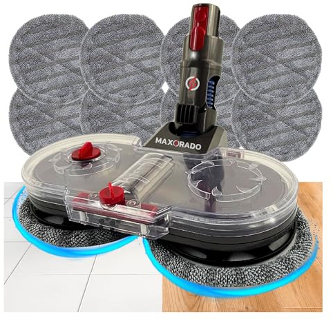 Maxorado kompatibel mit Dyson Wischaufsatz NEW Wischdüse Wischmopp + 10 Pads V7 V8 V10 V11 V15 Bodendüse Fuß Wischen und Saugen