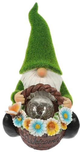 BESPORTBLE Statue De GNOME De Jardin Résine avec Lumière Solaire Décoration Lumineuse pour Pelouse Et Jardin Ornement De Patio