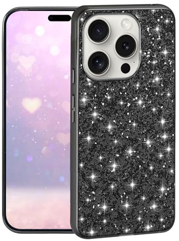 Yarxiawin para Funda iPhone 13 Pro Silicona Glitter Case 360 Aesthetic Slim Colores, Carcasa Apple iPhone 13 Pro Brillante Antigolpes Ultrafina Delgada Capa (Negro)