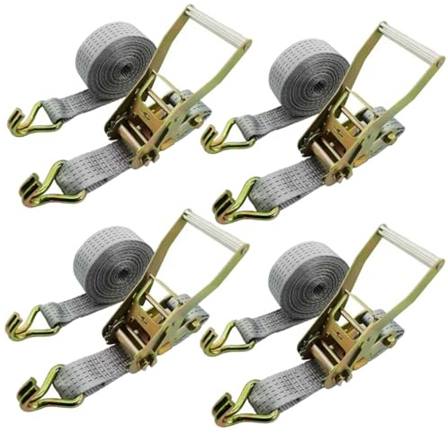 4er-Pack 3,3-65,6' graue Zurrgurte mit Ratschenverschluss, Hochleistungs-Zurrgurt mit doppeltem J-Haken, Zurrgurte mit Ratschenverschluss(20.0m/65.6Ft)