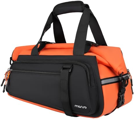 MOSISO Fahrradträger-Tasche, 13-24L Erweiterbar Top Layer Fahrrad-Hecktaschen, Rücksitz-Tasche Fahrrad-Gepäcktasche mit Schultergurt für Straßen & Mountainbike Radfahren Reisen Pendeln, Schwarz&Orange