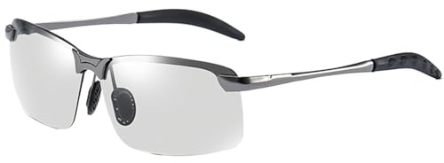 Generisch Photochrom Sonnenbrillen für Herren | Photochrome Brille Herren,UV400 Schutz Blendfreie Outdoor Brille Für Radfahren Autofahren Wandern Golf Sportbrille