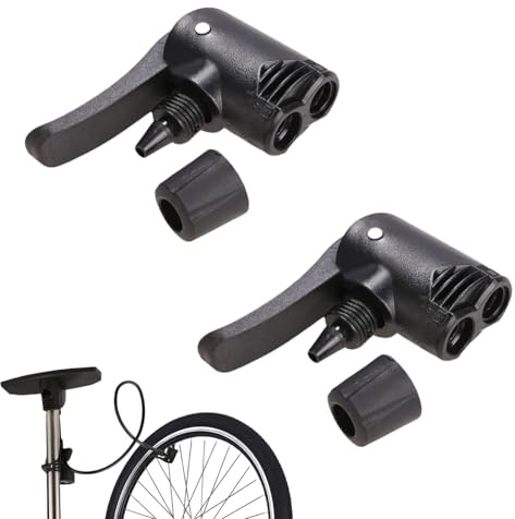 2Pcs Black 3 in 1 Replacement Dual Head Air Pump Adapter Valve, Bike Cycle Tyre Tube Pump Adapter Inflation Devices Accessories
