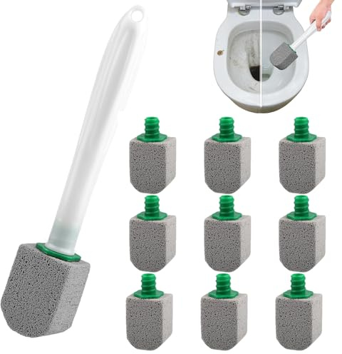 Pierre Ponce WC, Brosse de Nettoyage en Pierre Ponce, 10 Pièces pierre ponce Brosse Toilettes WC, avec Poignée, pour Les Toilettes, Cuisines, Eviers