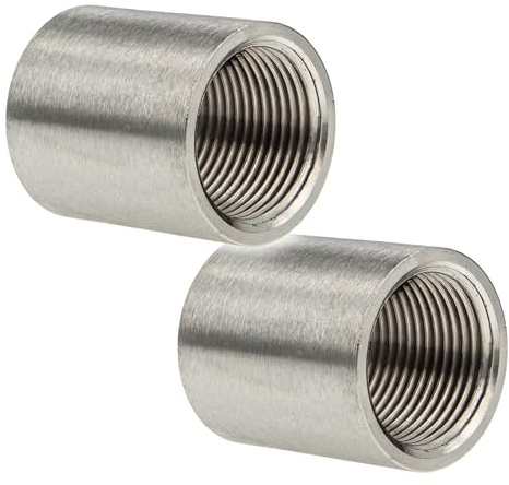 tecuro 2 x Schweißmuffe - Muffe Gewindefitting Edelstahl V4A (AISI 316), IG - 1/2 Zoll