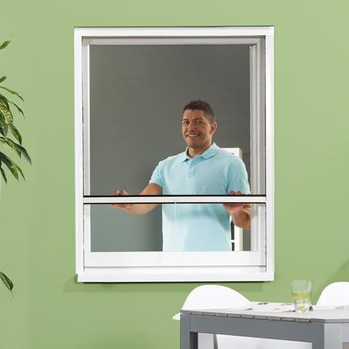 empasa Insektenschutz Rollo Fenster CLASSIC Fliegengitter Mückenschutz | ausziehbar, aus PVC und schwarzem Fiberglas, Selbstbausatz, individuell kürzbar, Farbe:weiß, Größe:150 x 160 cm