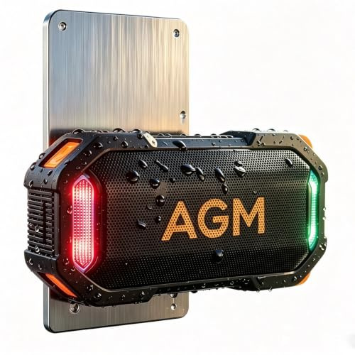 AGM MagROCK Starke Magnete Bluetooth Box mit RGB- Licht | Bluetooth 5.4 | 1800mAh Bluetooth Box | IP67 Wasserdicht | TWS-Stereo für Dusche | Werkstatt,Shower,Outdoor,Camping,Party