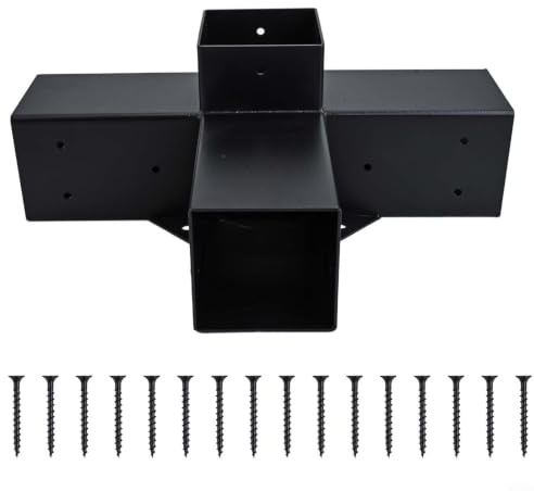 Kit de support de pergola pour 4 x 4 en bois d'œuvre, équerres d'angle robustes en alliage d'acier pour tonnelle de jardin, finition noire (A)