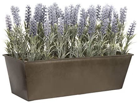 GreenBrokers Lavanda Artificial Ventana Caja, rústico Lata macetero Recipiente Maceta – 45 cm (Longitud)