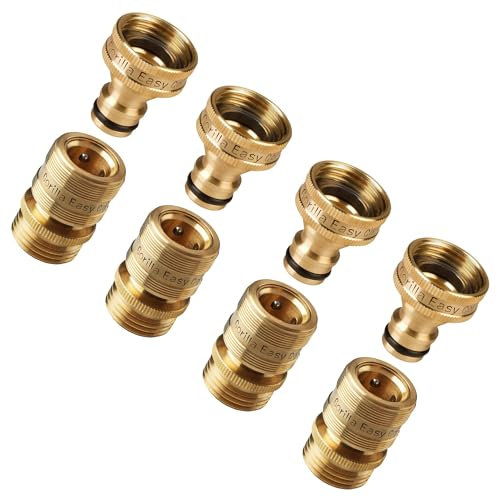 New Garden Hose Quick Connector. ¾ inch GHT Brass Easy Connect Fitting 8-Piece Set Male and Female (4)