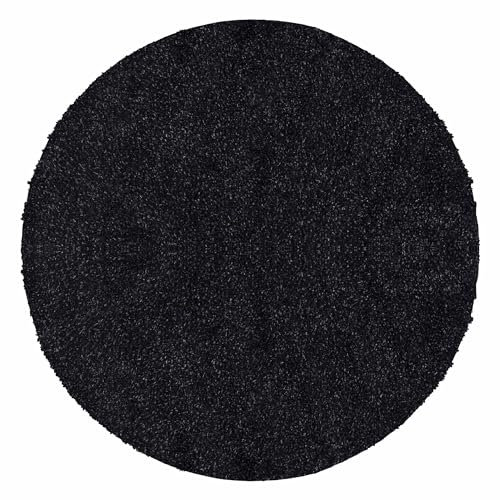 Carpetsale24 Runder Hochflor Teppich 200 cm Anthrazit, Flauschiger Wohnzimmerteppich, modern weich & stilvoll, für große Räume & zentrale Platzierung