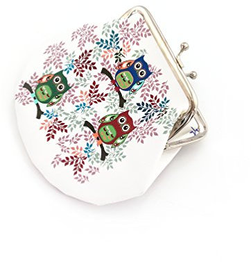 Oblique Unique® Geldbörse mit niedlichen farbenfrohen Eulen - Portmonee (DREI-Eulenmotiv)