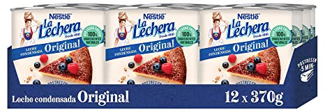 La Lechera Lata de leche condensada entera con abre fácil, 370 g (Paquete de 12)