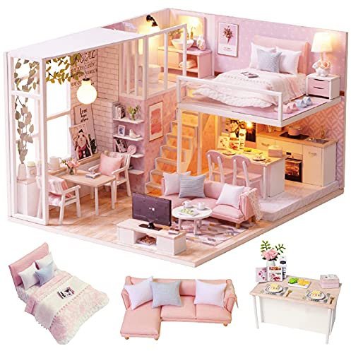 CUTEROOM Maison Miniature a Construire, Miniature avec des Meubles de Maison de poupée, kit DIY Dollhouse en Bois Ainsi Que Mouvement de la Musique