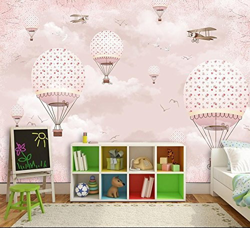 Yosot Benutzerdefinierte 3D Tapete Kinderzimmer Rosa Mädchen Herz Cartoon Heißluftballon Wand Benutzerdefinierte Große Tapete Wandbild-200cmx140cm