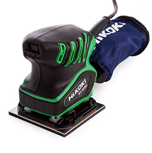 HiKOKI HIKSV12SG SV12SG/J1 Orbital Palm Sander 200W 240V | 14,000 oscillations/min with low-vibration operation, 70% dust extraction efficiency and ergonomic soft-grip housing.