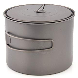 TOAKS Ultraleichter Titan-Topf für den Außenbereich Gefalteter tragbarer Picknick-Kochgeschirr mit Deckel (1300ml)