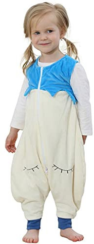 mama stadt Baby Tier Schlafsack mit Füßen, Ärmelloser Unisex Kinderschlafsack Schlafstrampler Flanell 4 Jahreszeiten Schlafanzug für 2-3 Jahre, Beige Augen