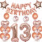 Crazy-m 13 Geburtstag Dekorationen Kit Folienballon 13 Geburtstag Dekorationen Rosegold für Mädchen Birthday Party Supplies Alles Gute zum Geburtstag Konfetti Happy Birthday 13 Buchstaben Banner,