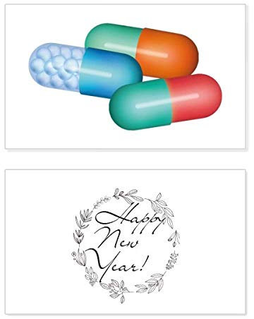 Pilulier Capsule Produits de soins de santé Motif Nouvel An Carte commémorative Bless Message