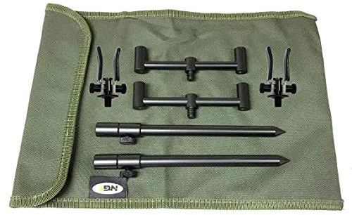Lidsters Fishing Supplies Angelset für 2 Ruten Ali, kurz, mit Tasche und 2 Ablagen, Schwarz