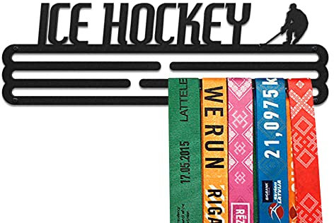 United Medals Ice Hockey Medaillenhalter Eishockey für 30 Medaillen Aufbewahrung - Hockeyspieler Geschenk - Medal Holder Hanger Display Rack - Schwarz