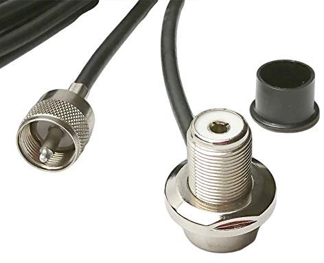 UngSung Support d'antenne de véhicule So-239 UHF femelle à angle droit vers PL-259 UHF mâle avec câble coaxial RG58/U RF de 4,2 m pour antenne radio bidirectionnelle CB Amateur Ham