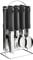 New Black 24pcs Cutlery Set with Stainless Steel Stand Rack Tableware Dining Set Plastic Handle Spoons Forks